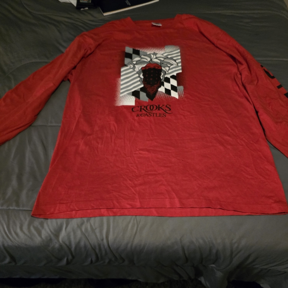 Crooks & Castles Red Graphic Long Sleeve Shirt